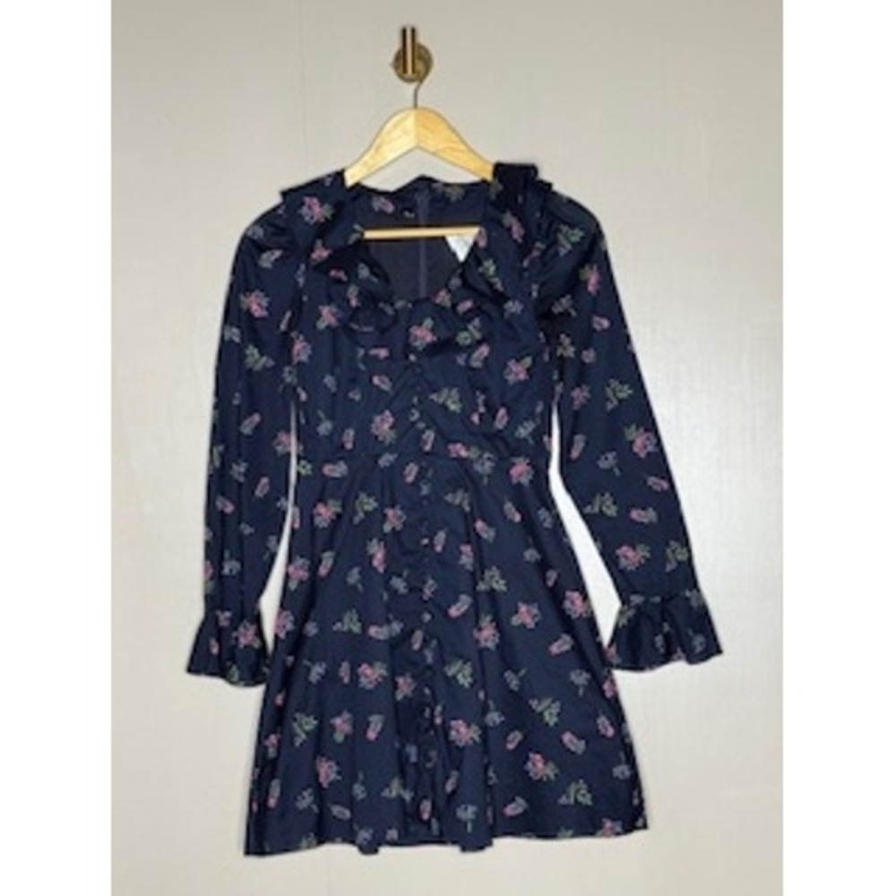 Hyacinth House Navy Floral Ruffle Mini Dress XXS‎ Cottagecore